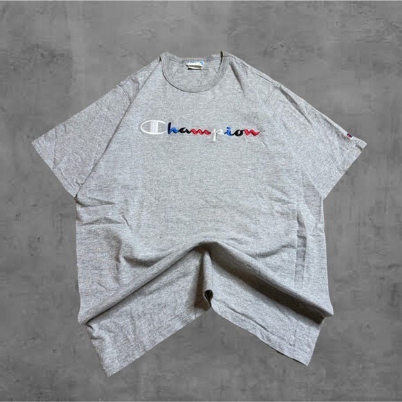 Champion Mens Large Grey Short Sleeve T Shirt Crew Neck Classic Logo - Picture 1 of 4